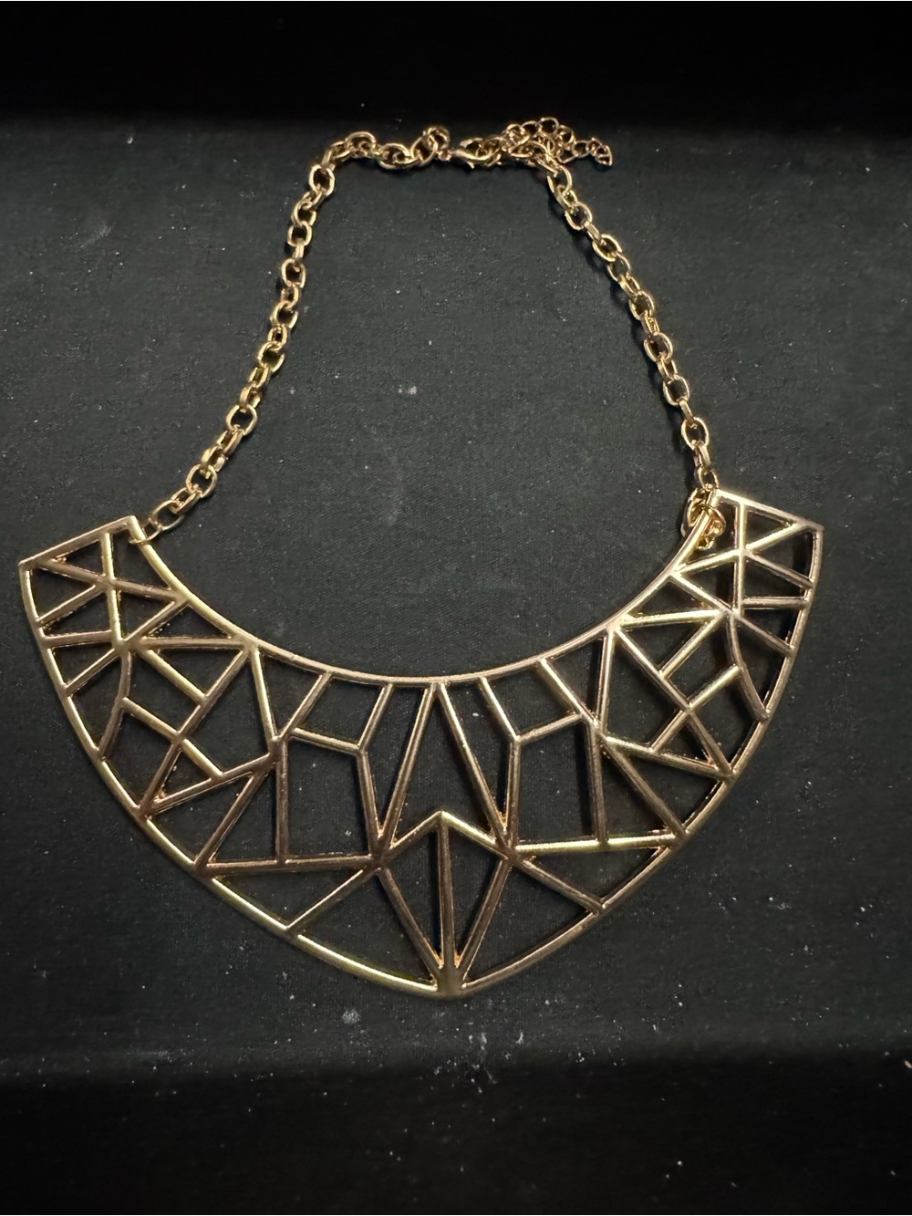 Gold Tone Geometric Statement Bib Necklace - Women Jewelry